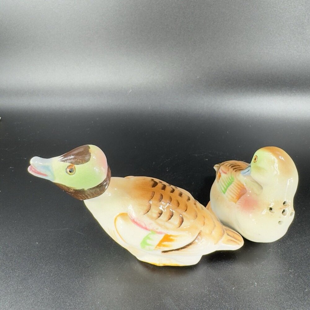 Vintage Ceramic Salt Pepper Shaker Set Ducks Birds Colorful Made Japan Shakers - Picture 7 of 9